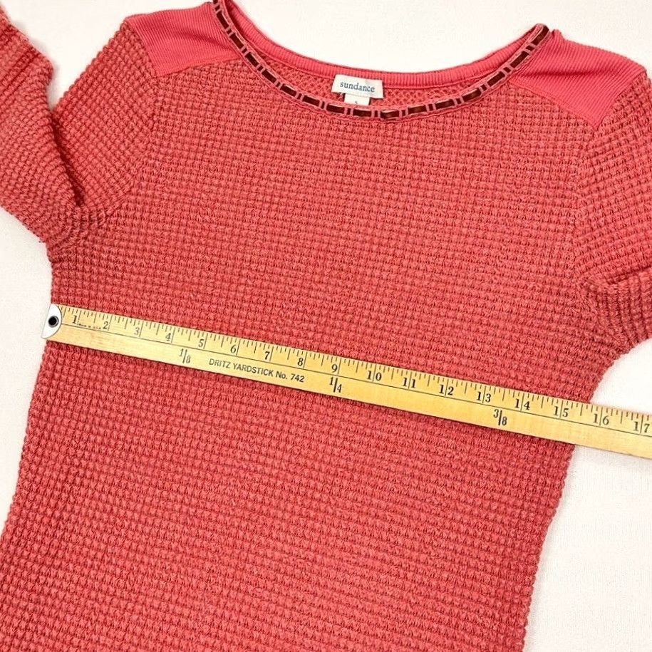 Vintage Sundance Blouse Womens S Pink Waffle Thermal Knit Lace Crew Ribbed Stretch Boho Size S / US 4 / IT 40 - 5 Thumbnail