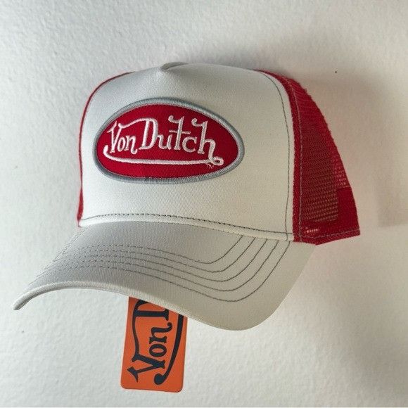 Von Dutch NWT VON DUTCH WHITE & RED TRUCKER HAT Size ONE SIZE - 4 Thumbnail