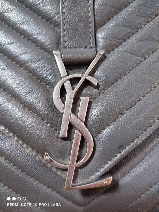 Yves Saint Laurent Chevron Quilted Calfskin Leather Monogram Large Bag ...