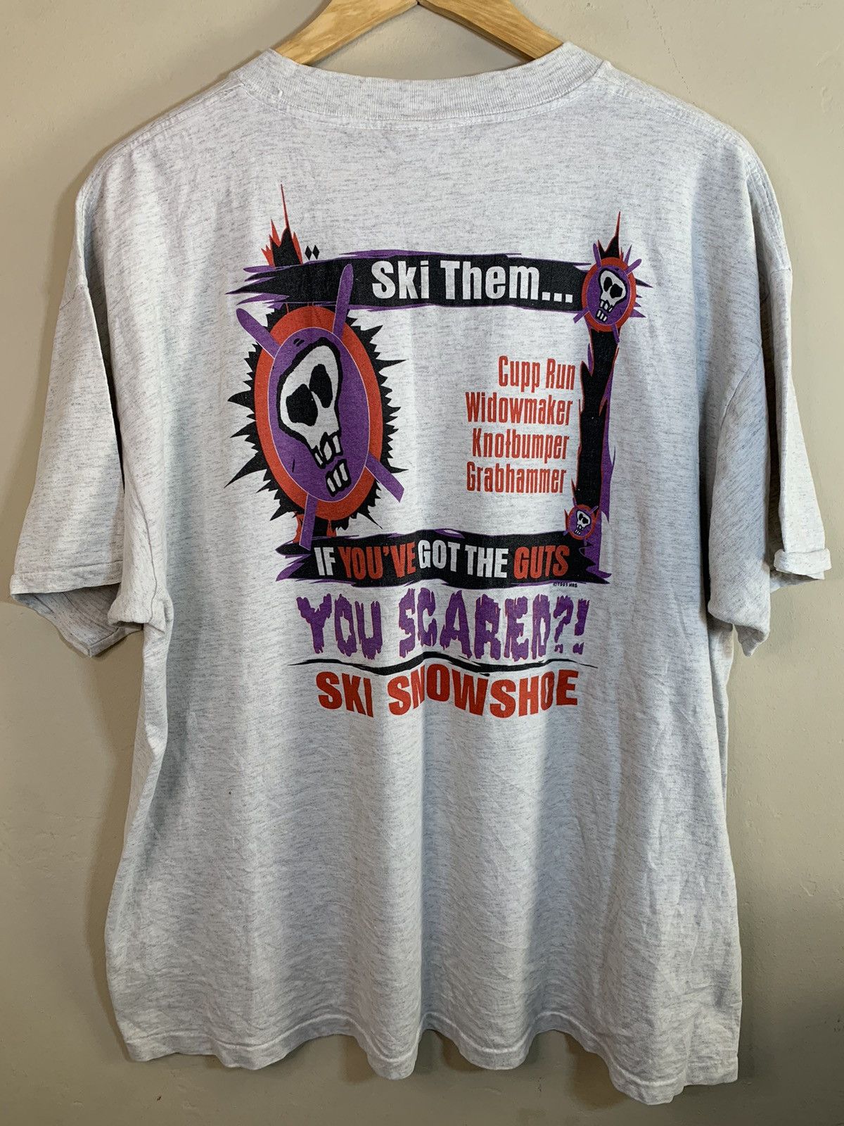 Vintage *RARE* Vintage 90’s You Scared?! Ski Snowshoe Skiing T-Shirt Size US XL / EU 56 / 4 - 1 Thumbnail