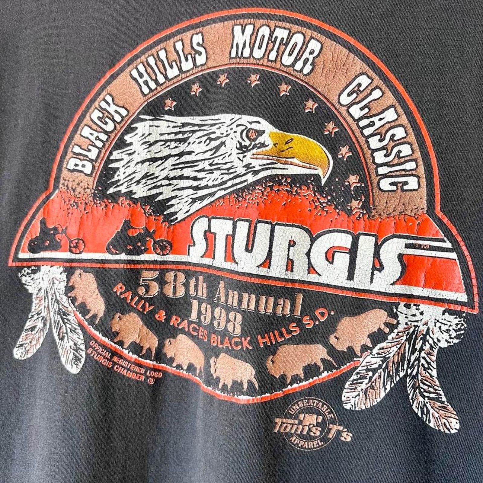 Hanes 1998 Sturgis Motorcycle Rally T-Shirt | Faded Black | XL Size US XL / EU 56 / 4 - 2 Thumbnail