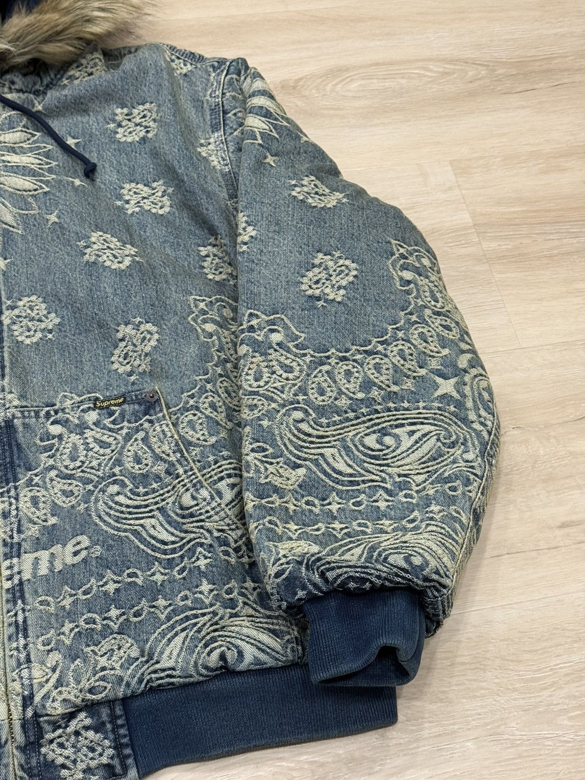 Supreme Supreme Bandana Jacquard Denim Hooded Work Jacket Size US XL / EU 56 / 4 - 4 Thumbnail