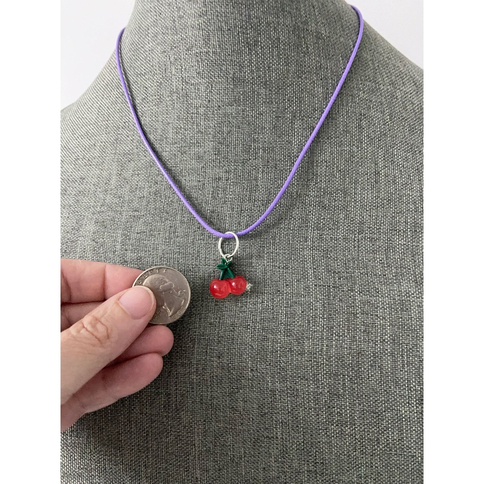 Handmade cherry pendant necklace Size ONE SIZE - 2 Thumbnail