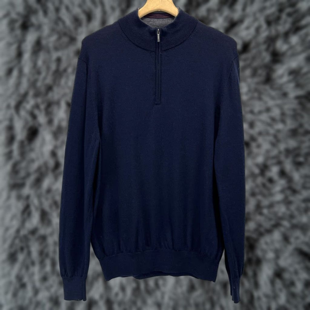 Brooks Brothers Brooks Brothers Merino Wool Pullover Sweater Mens XL Navy Blue 1/4 Zip Preppy Style Size US XL / EU 56 / 4 - 1 Thumbnail