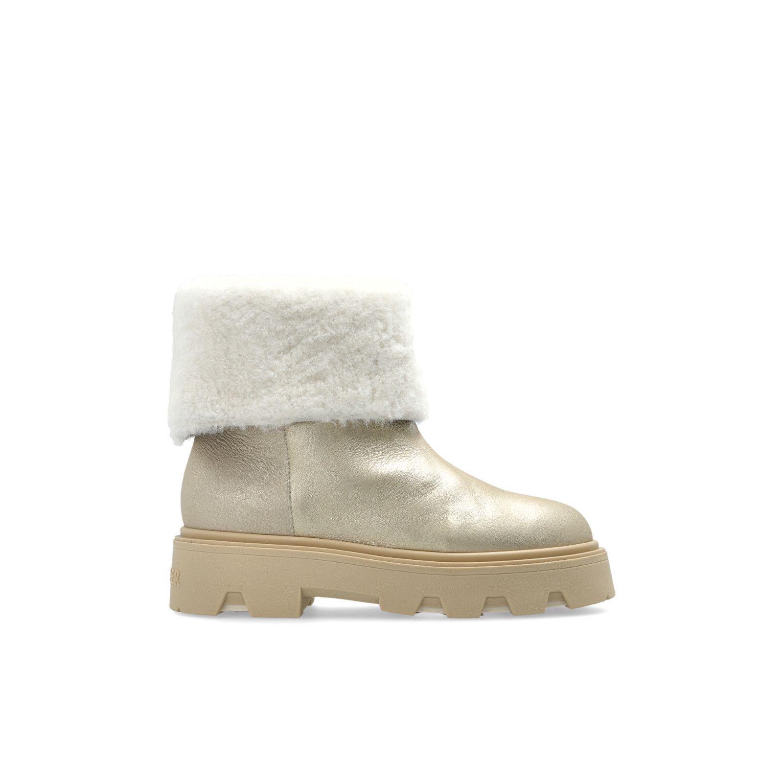 MONCLER Aurea $1190 Women's Silver Mud Shearling Boots New (