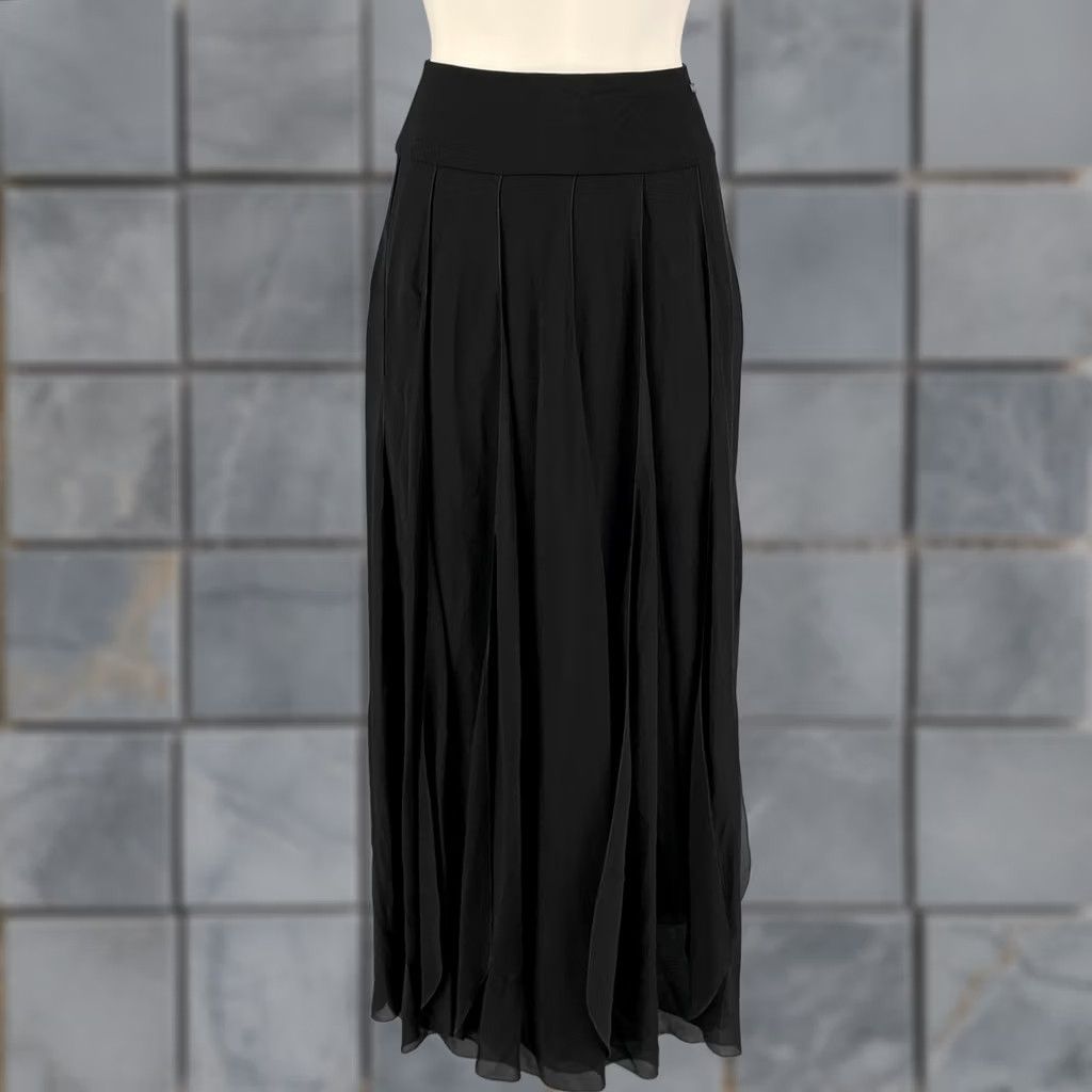 Chanel Chanel Size 6 Black Silk Pleated Wide Leg Skirt Size 28" / US 6 / IT 42 - 1 Thumbnail