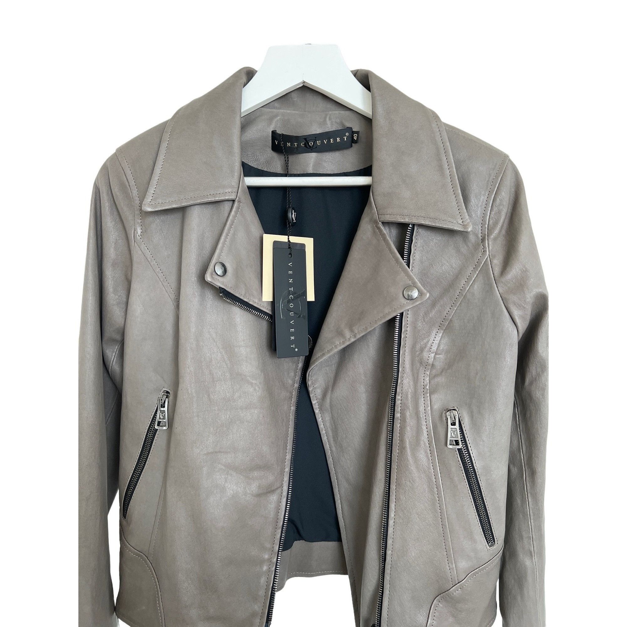 Other Ventcouvert Leather Grey Biker Jacket Size M / US 6-8 / IT 42-44 - 2 Thumbnail