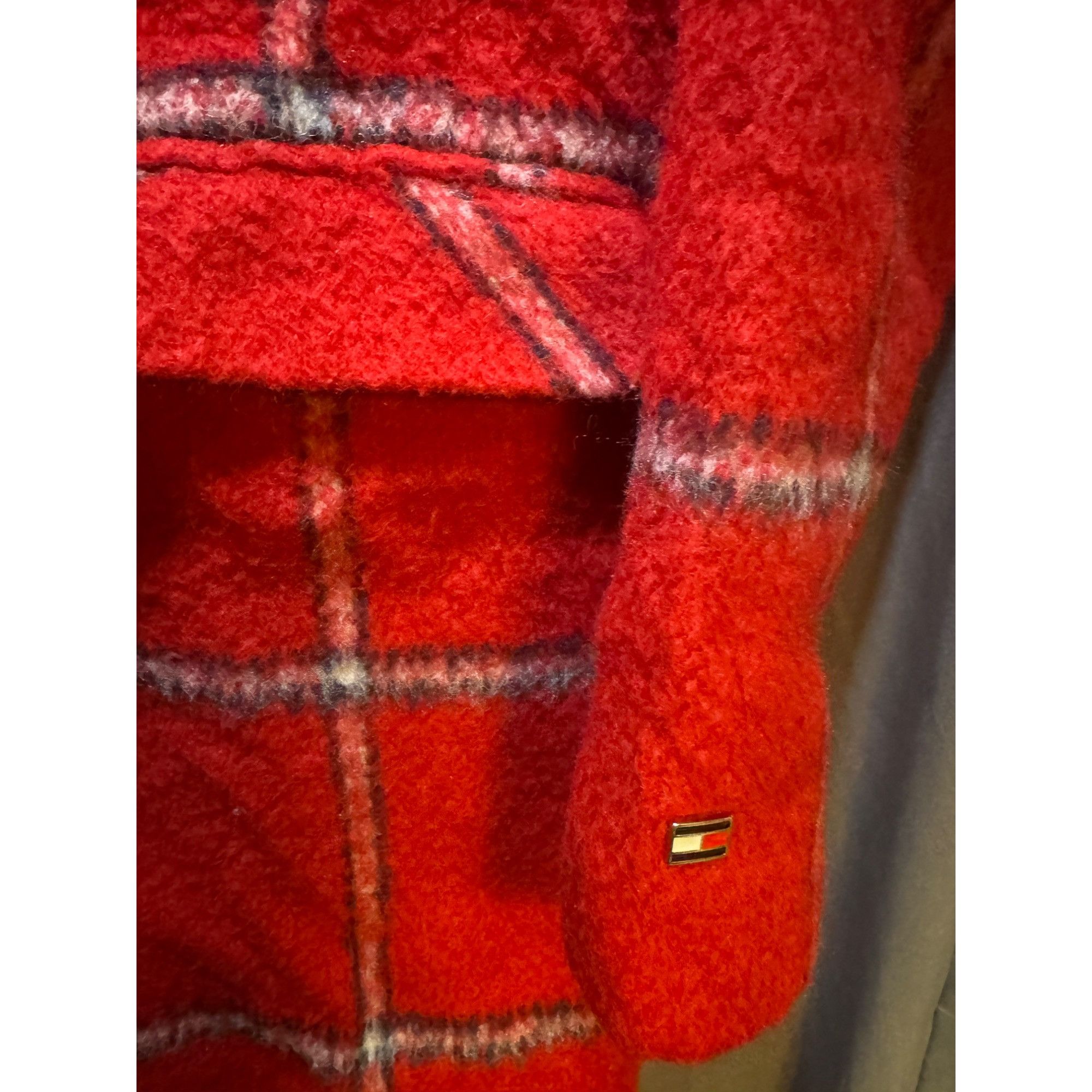 Tommy Hilfiger Tommy Hilfiger Red Plaid Wool Blend Coat With Gray Hood XS Size XS / US 0-2 / IT 36-38 - 6 Thumbnail