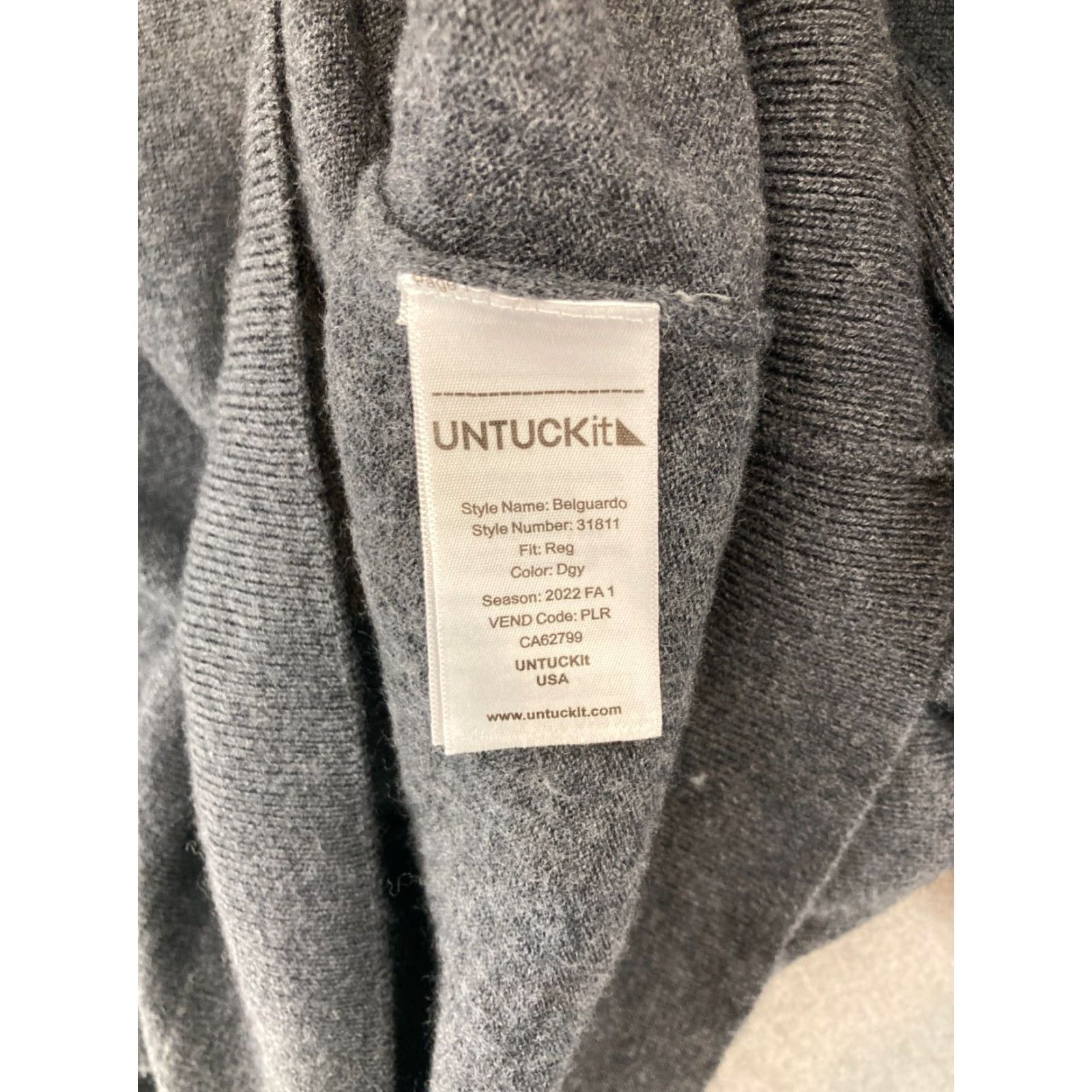 UNTUCKit UNTUCKit Mens Sweater XL Gray Merino Wool 1/4 Zip Mock Neck Shirt Size US XL / EU 56 / 4 - 6 Thumbnail