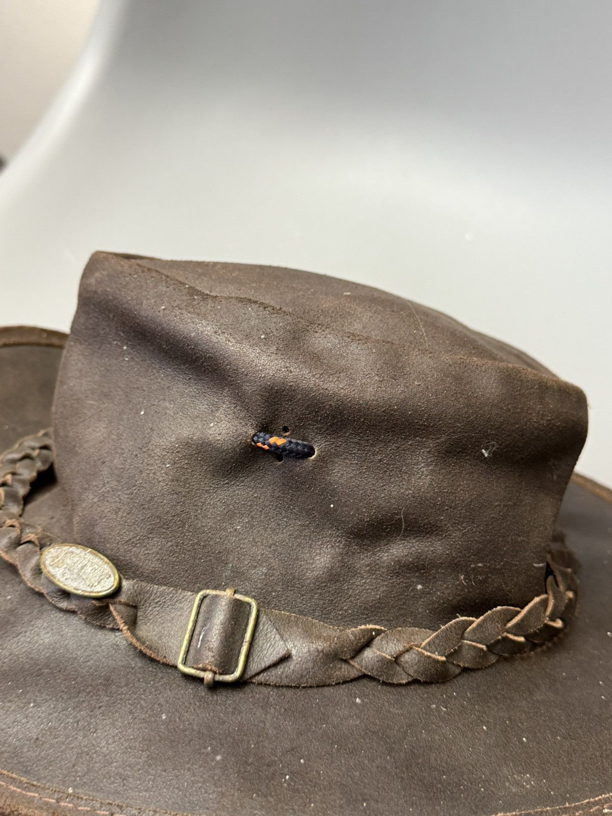 Leather American Cowboy Hat Australian Western Aussie Brown Leather Size ONE SIZE - 8 Thumbnail