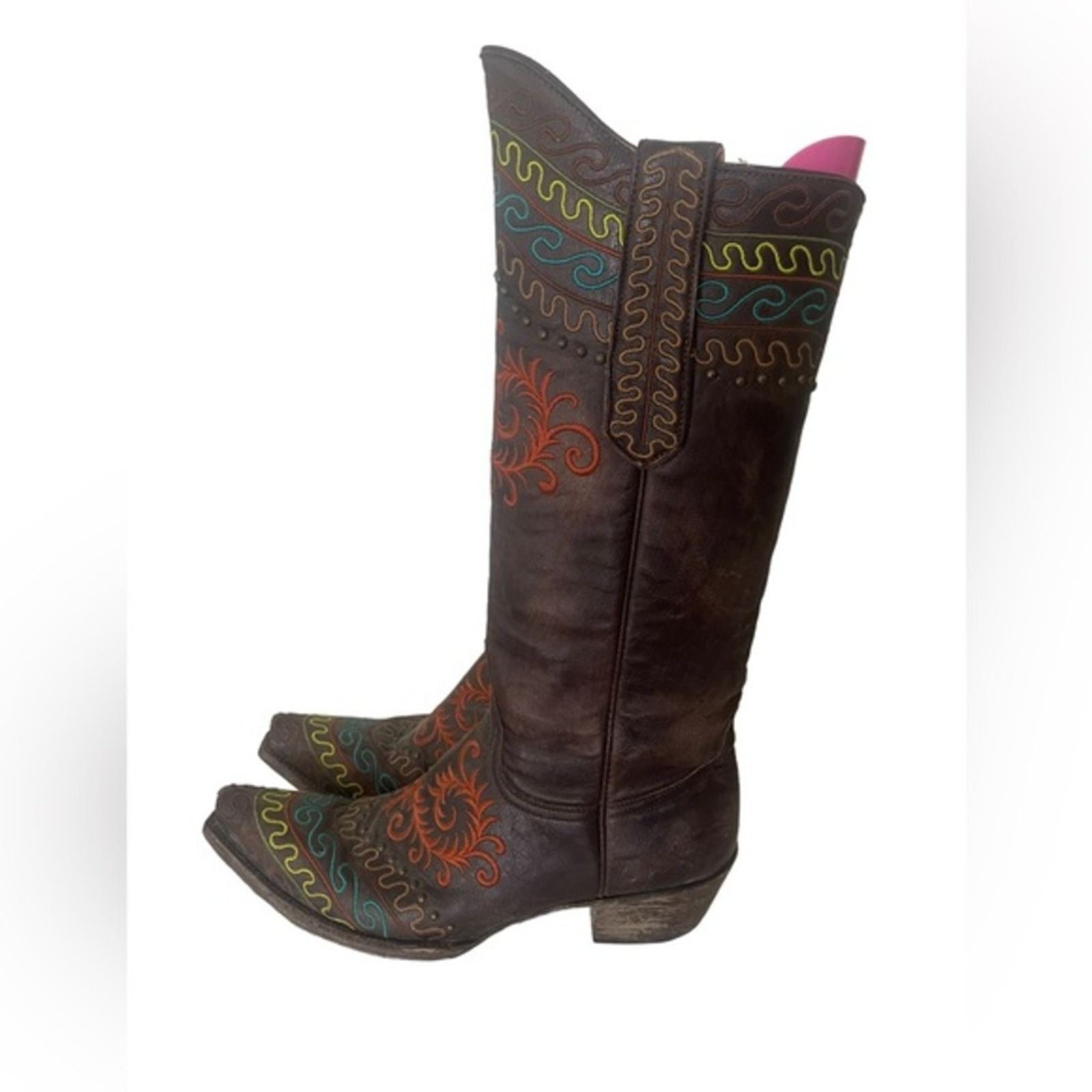 Old Gringo Old Gringo Zarape Chocolate Colorful Stitched Boots sz 7.5 B Size US 7.5 / IT 37.5 - 1 Thumbnail