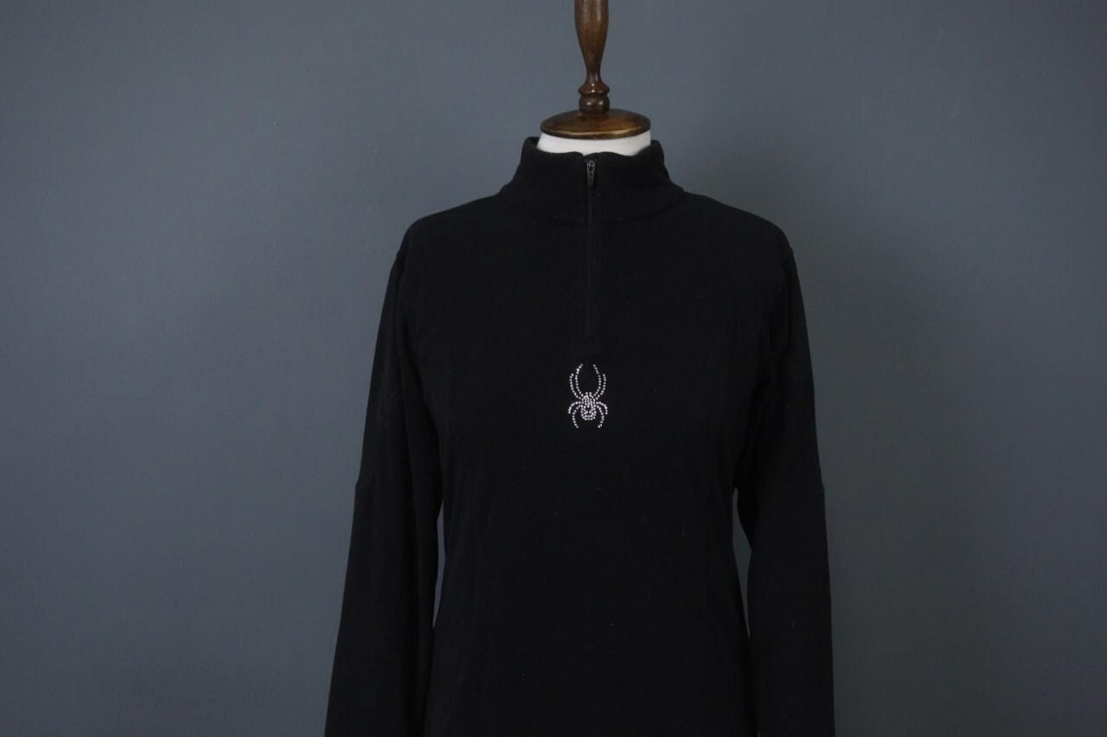 Spyder Spyder Black Beaded Shimmer 1/4 Zip T-Neck Top Size 10 Size L / US 10 / IT 46 - 2 Thumbnail