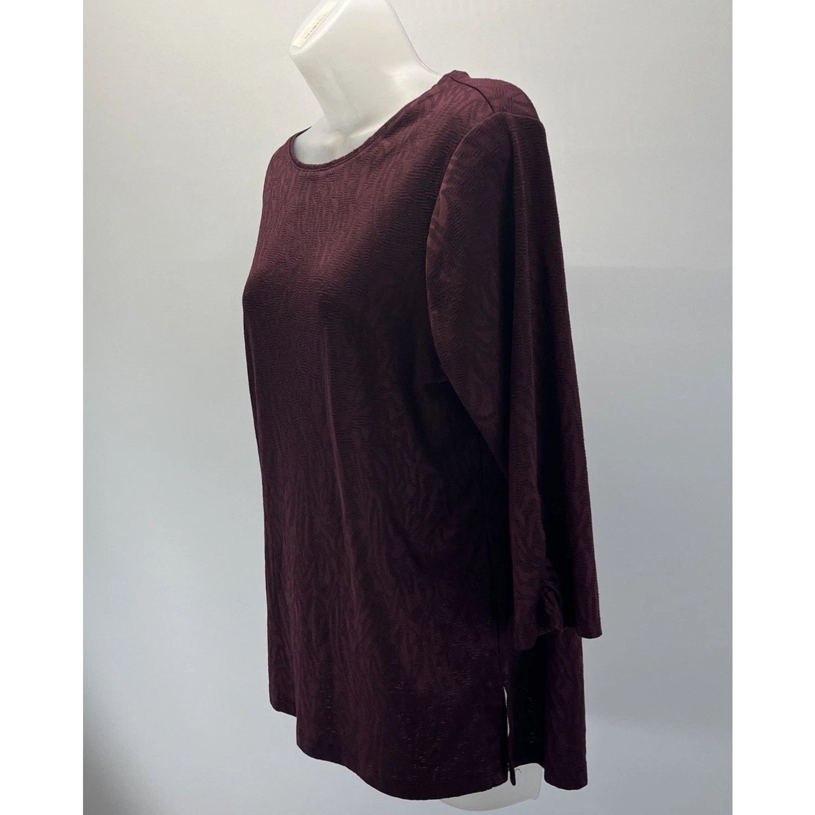 Chicos Chico's Brown/Burgundy Round Neck Soft Stretch Top L Size L / US 10 / IT 46 - 3 Thumbnail