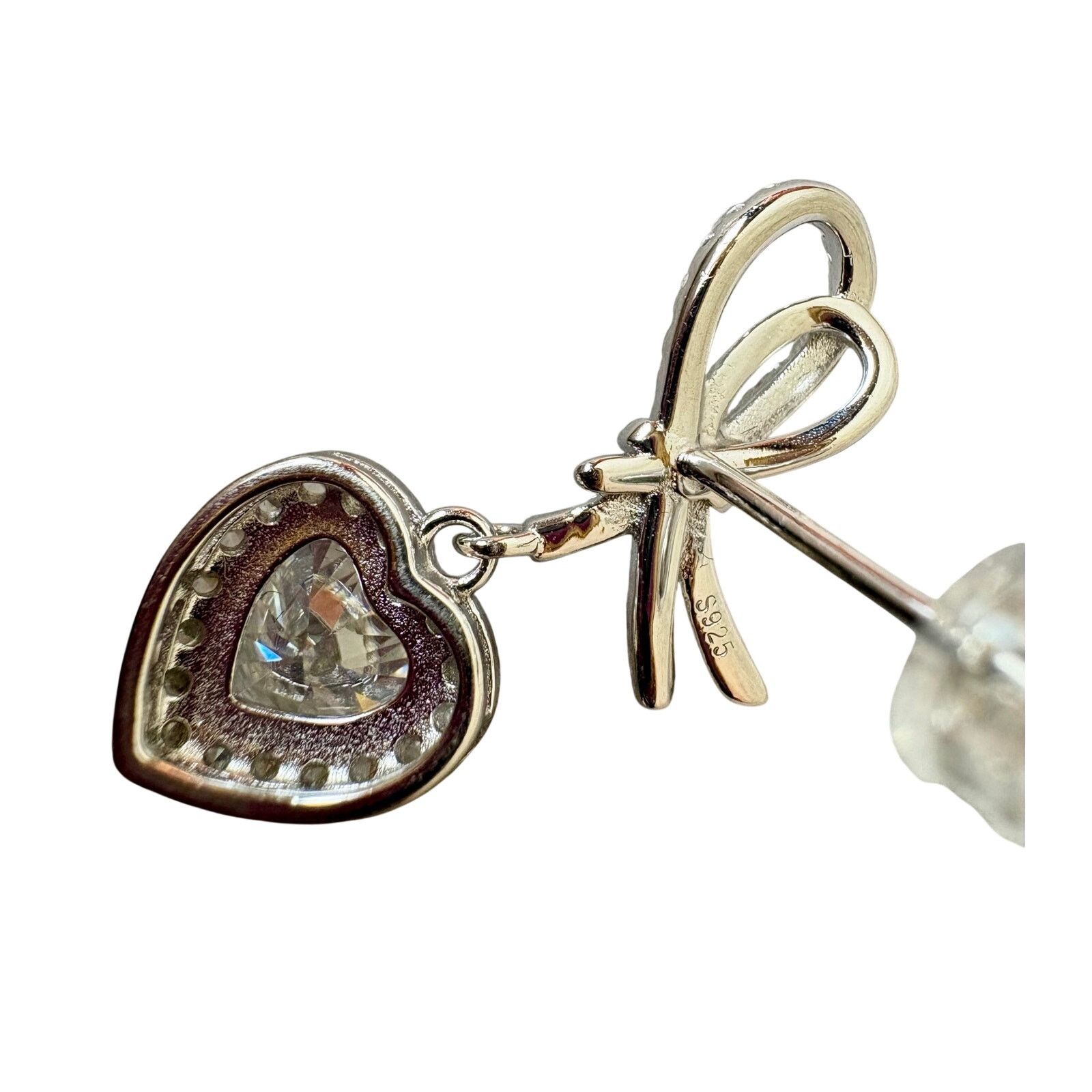 Jewelry 2ct Moissanite Heart/Ribbon/Cherry, 925 Silver Earrings Size ONE SIZE - 5 Thumbnail