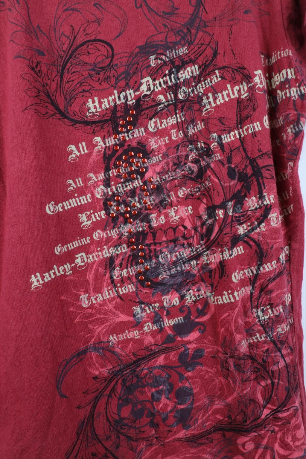Harley Davidson Vintage Y2K Harley Davidson Tribal Floral Leaf T-Shirt Red Size XL / US 12-14 / IT 48-50 - 4 Thumbnail