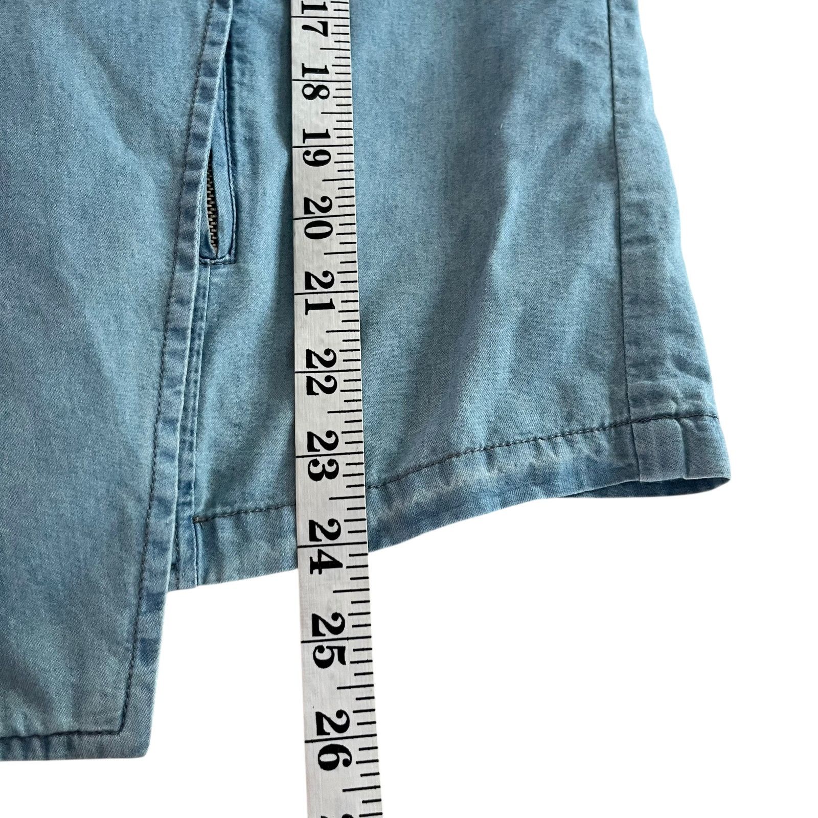 Saks Fifth Avenue Saks Fifth Avenue Blue Chambray Waterfall Open Front Jacket Size XL / US 12-14 / IT 48-50 - 8 Thumbnail