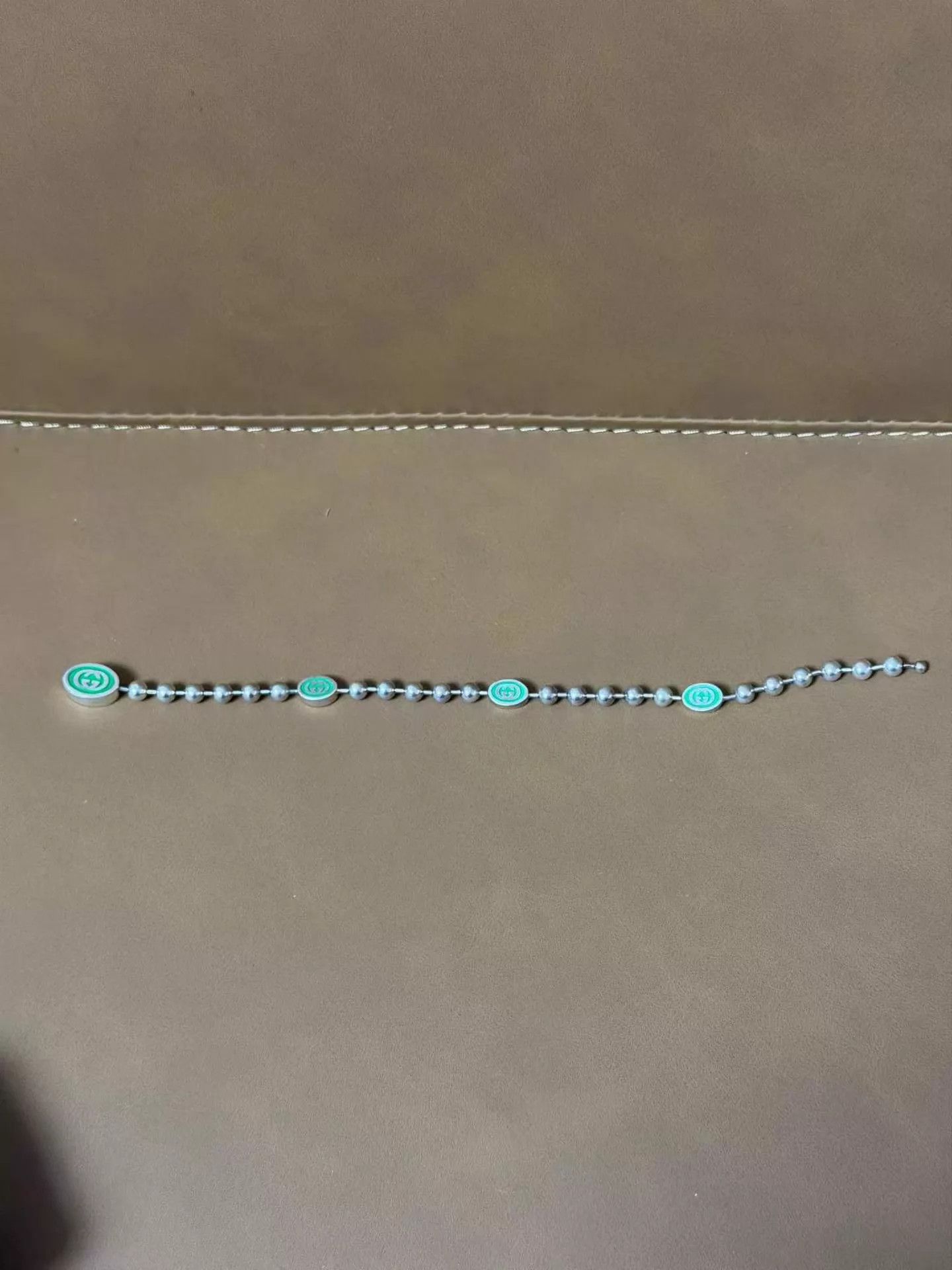 Gucci GUCCI Green Enamel Silver Beads Bracelet Size 19 Size ONE SIZE - 1 Thumbnail