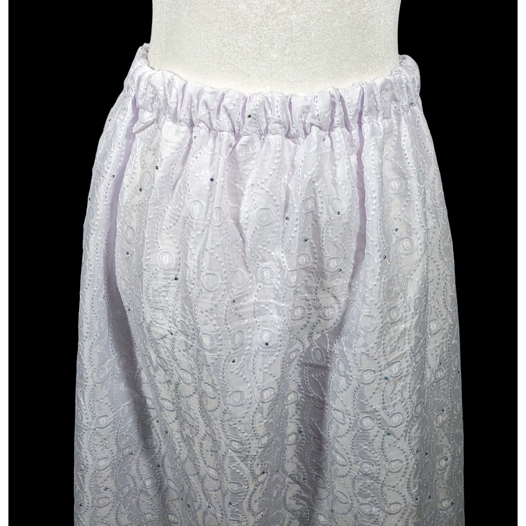 Handmade Handmade Floral Embroidered White With Purple Tint Maxi Skir Size 34" / US 12 / IT 48 - 6 Thumbnail