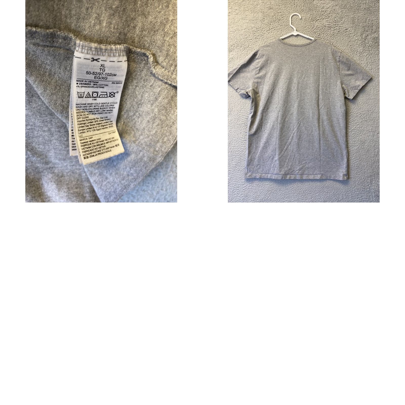 Gap VINTAGE Gap Men's T-Shirt XL Gray Short Sleeve Crew Neck Cotton Blend Basic Tee 54-55 Size US XL / EU 56 / 4 - 8 Thumbnail