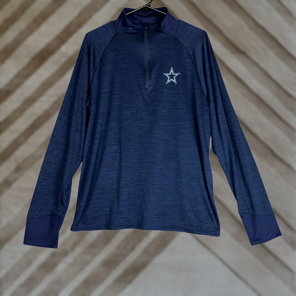 Vintage Dallas Cowboys Mens Shirt Long Sleeve 1/4 Zip Pullover Navy Large Size US L / EU 52-54 / 3 - 1 Thumbnail
