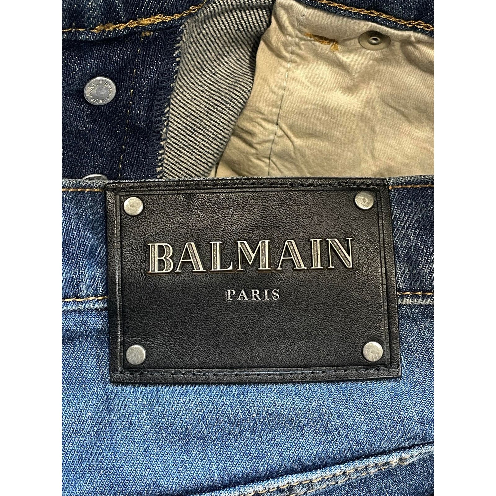 Balmain Balmain Dark Blue Biker Jeans Size US 31 - 6 Thumbnail