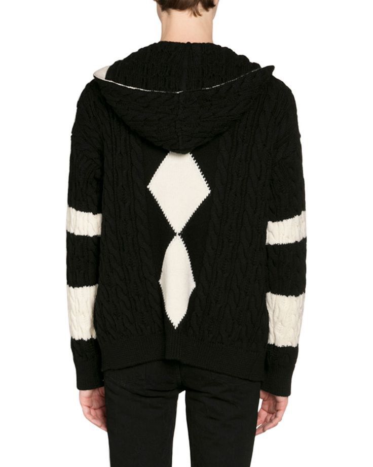 Saint Laurent Paris Baja Cable Knit Hooded Cardigan Size US L / EU 52-54 / 3 - 3 Thumbnail