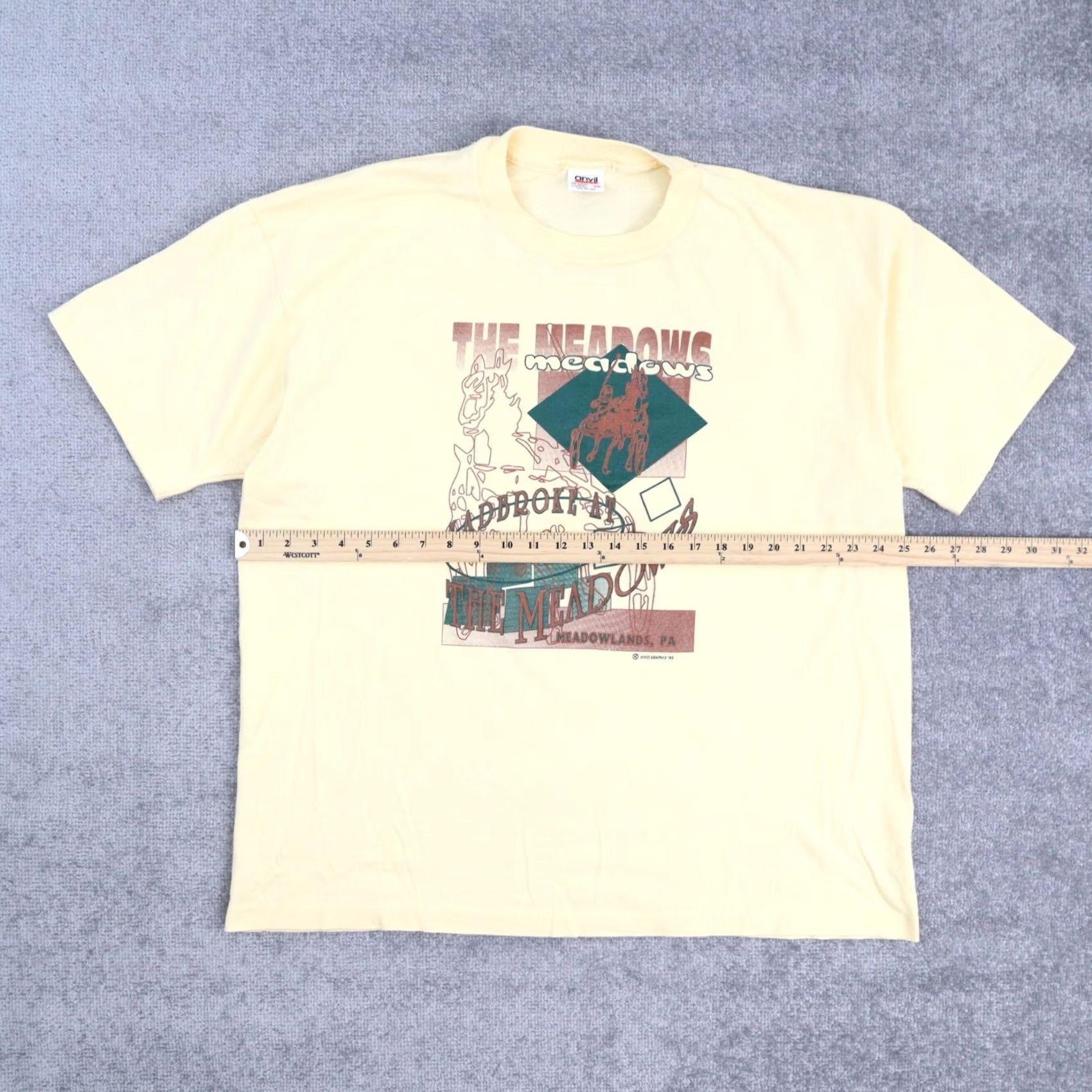Vintage VINTAGE Meadowlands PA Horse Riding T-Shirt 2XL Solid Yellow Short Sleeve Mens Size US XXL / EU 58 / 5 - 3 Thumbnail