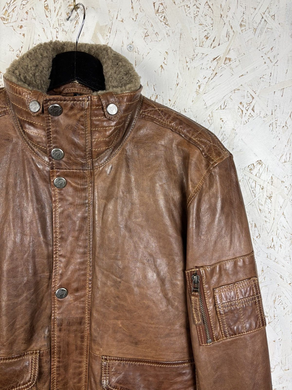 Leather Gipsy Vintage Brown Leather Bomber Jacket Size US M / EU 48-50 / 2 - 2 Thumbnail