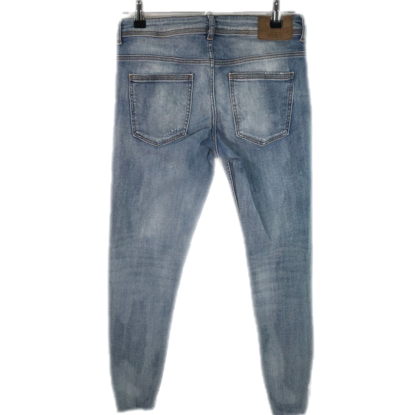 Zara ZARA Jeans Distressed Tapered Women 6 Blue Denim Regular 25in Inseam Raw Hem 5-Pocket Casual Vintage: No Mens Womens Girls? Wait. Size 28" / US 6 / IT 42 - 2 Thumbnail