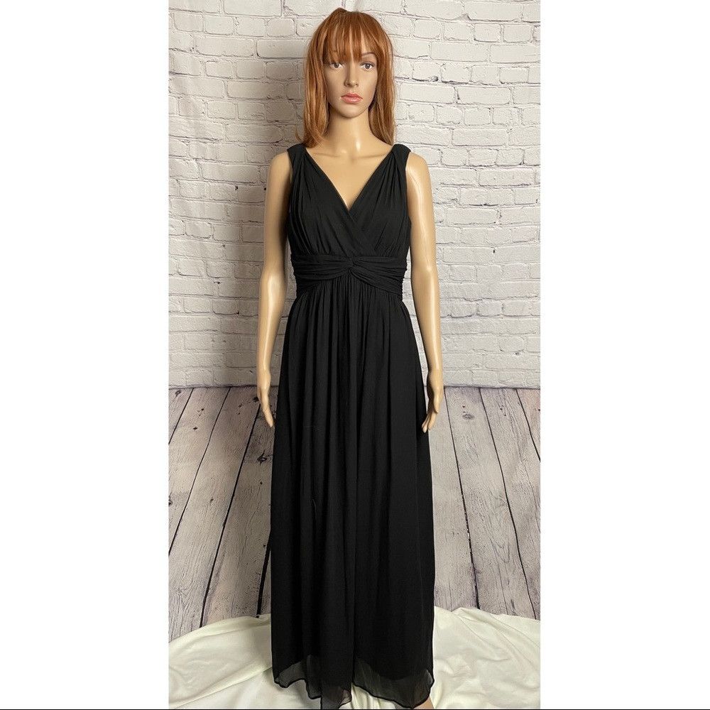 Donna Morgan Donna Morgan Julie Twist-Waist Black Silk Chiffon Gown Even Size M / US 6-8 / IT 42-44 - 2 Thumbnail
