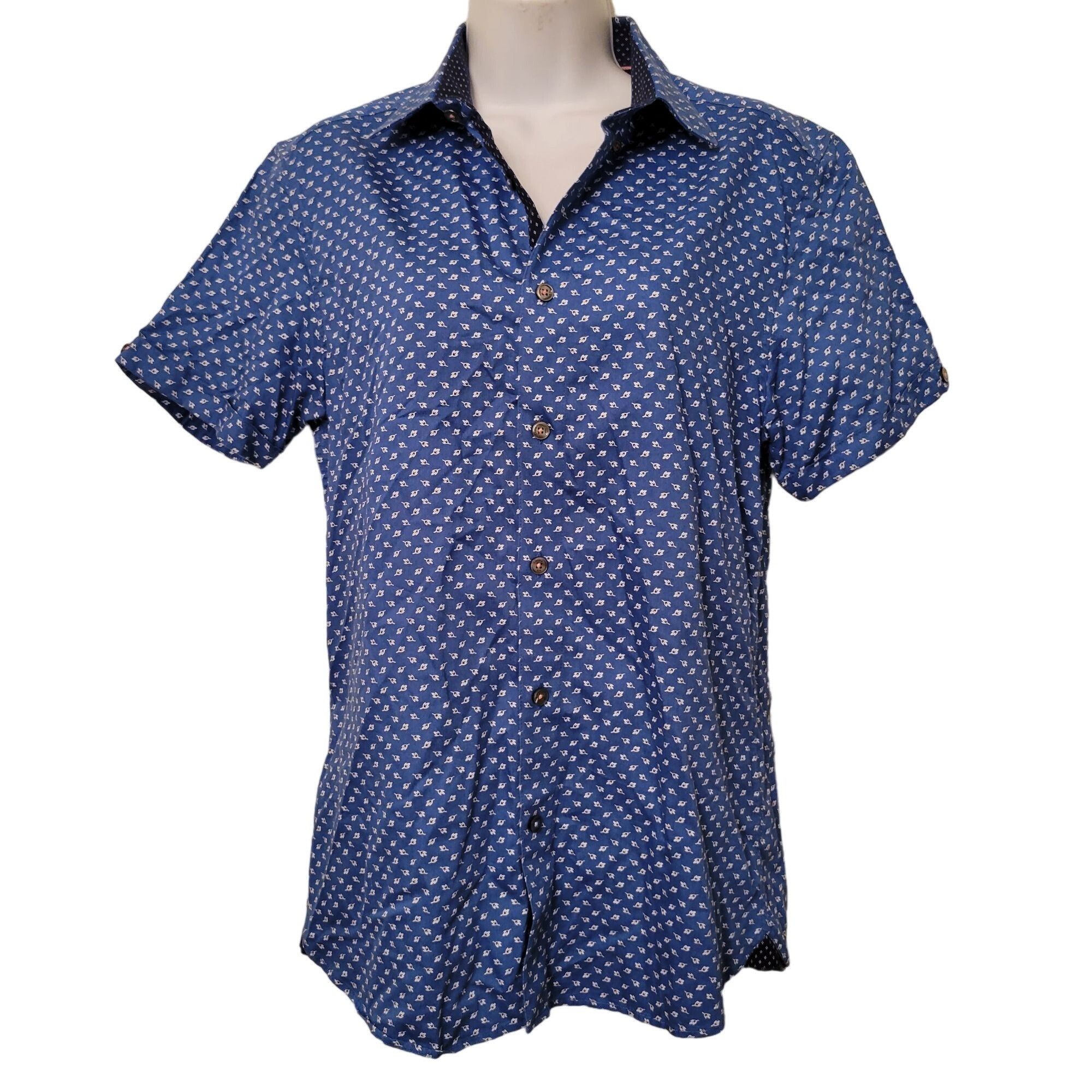 Ted Baker Ted Baker Blue White Ditzy Print Short Sleeve Button Up Shir Size XS / US 0-2 / IT 36-38 - 1 Thumbnail