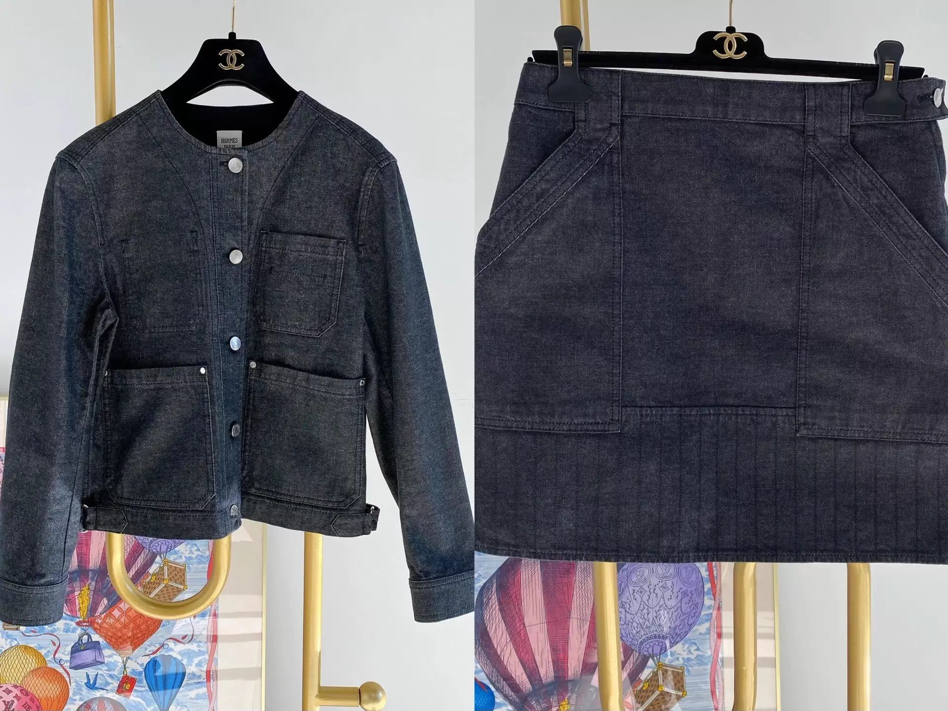Hermes Hermes Dark Denim Suit 40 Top 38 Skirt Size M / US 6-8 / IT 42-44 - 1 Thumbnail