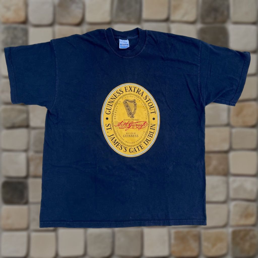 Fruit Of The Loom VINTAGE Men's Guinness Extra Stout T-Shirt - Screen Stars by Fruit of the Loom - 2XL - Black - 90s Beer Graphic Shirt Mens Size US XXL / EU 58 / 5 - 1 Thumbnail