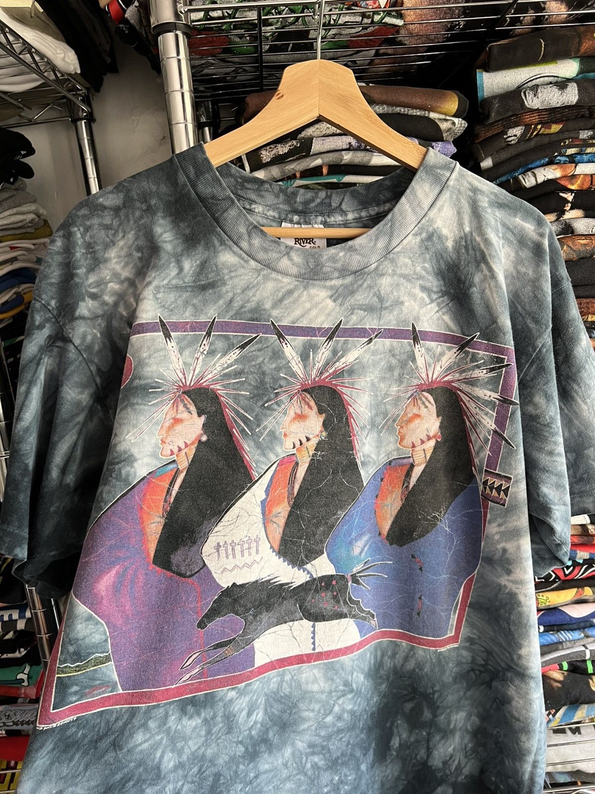 The Mountain 90s Native American Art Single Stitch Tee Size US XL / EU 56 / 4 - 3 Thumbnail