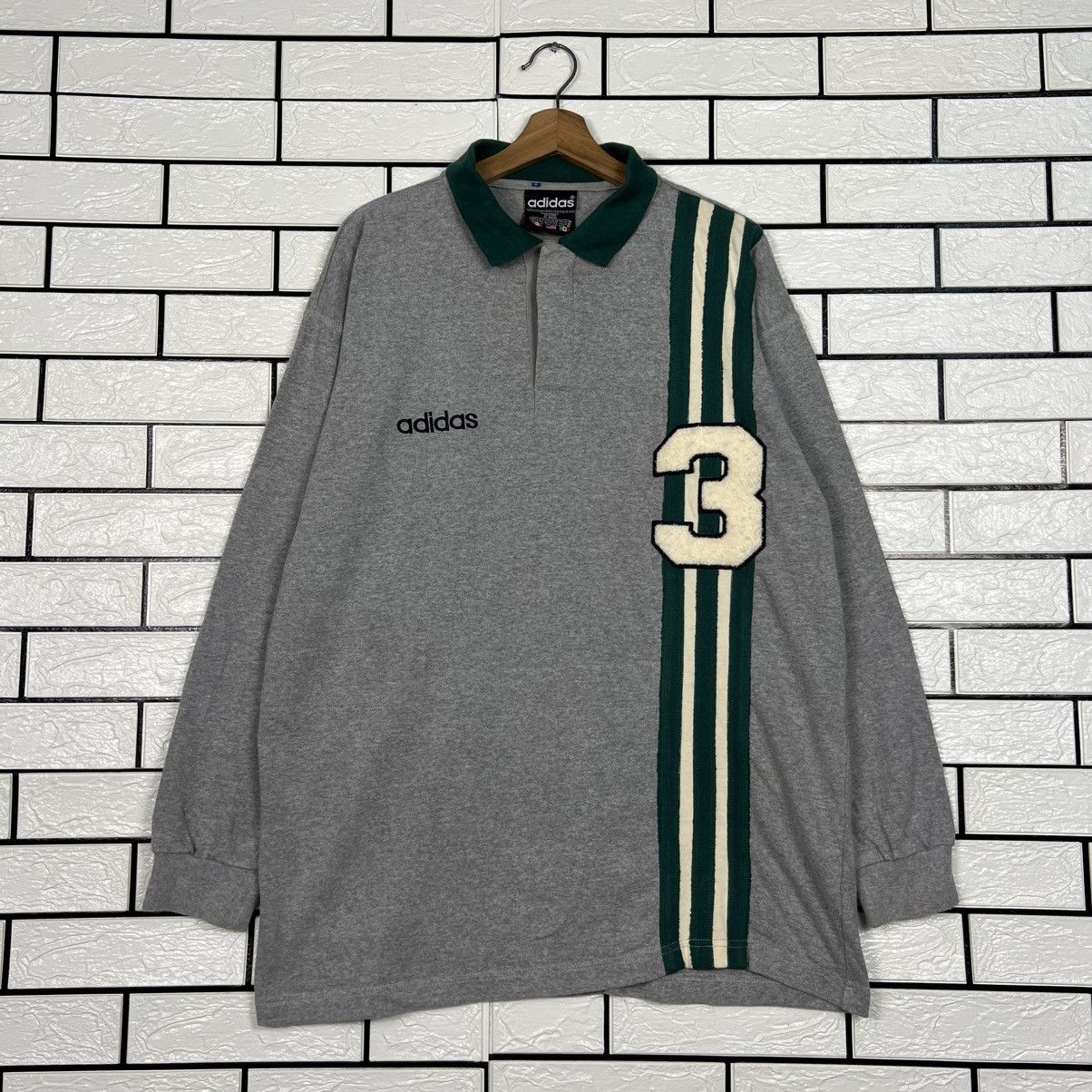 Adidas Vintage 90's ADIDAS Big Logo Long Sleeve Polos #4029-C183 Size US M / EU 48-50 / 2 - 1 Thumbnail