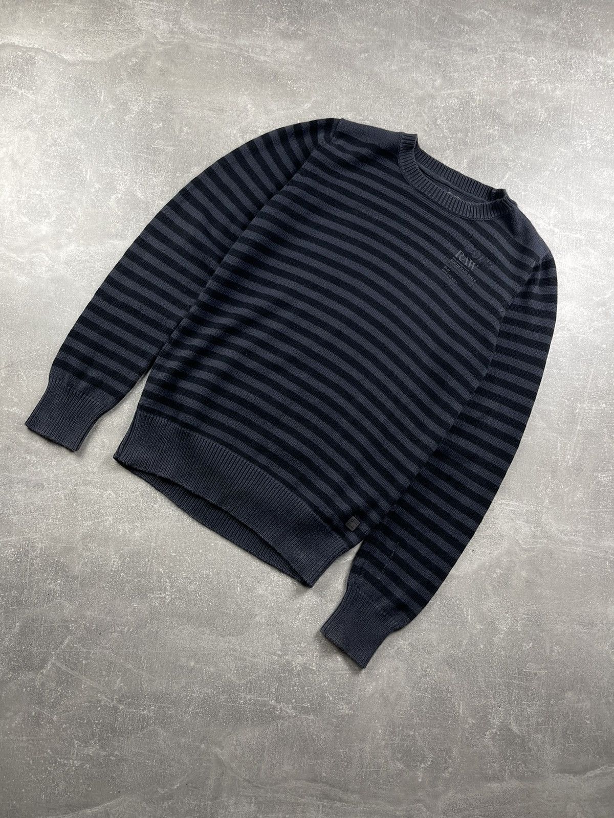 G-Star G Star RAW Vintage Striped Y2K Knit Sweater Black Gray Size US L / EU 52-54 / 3 - 1 Thumbnail