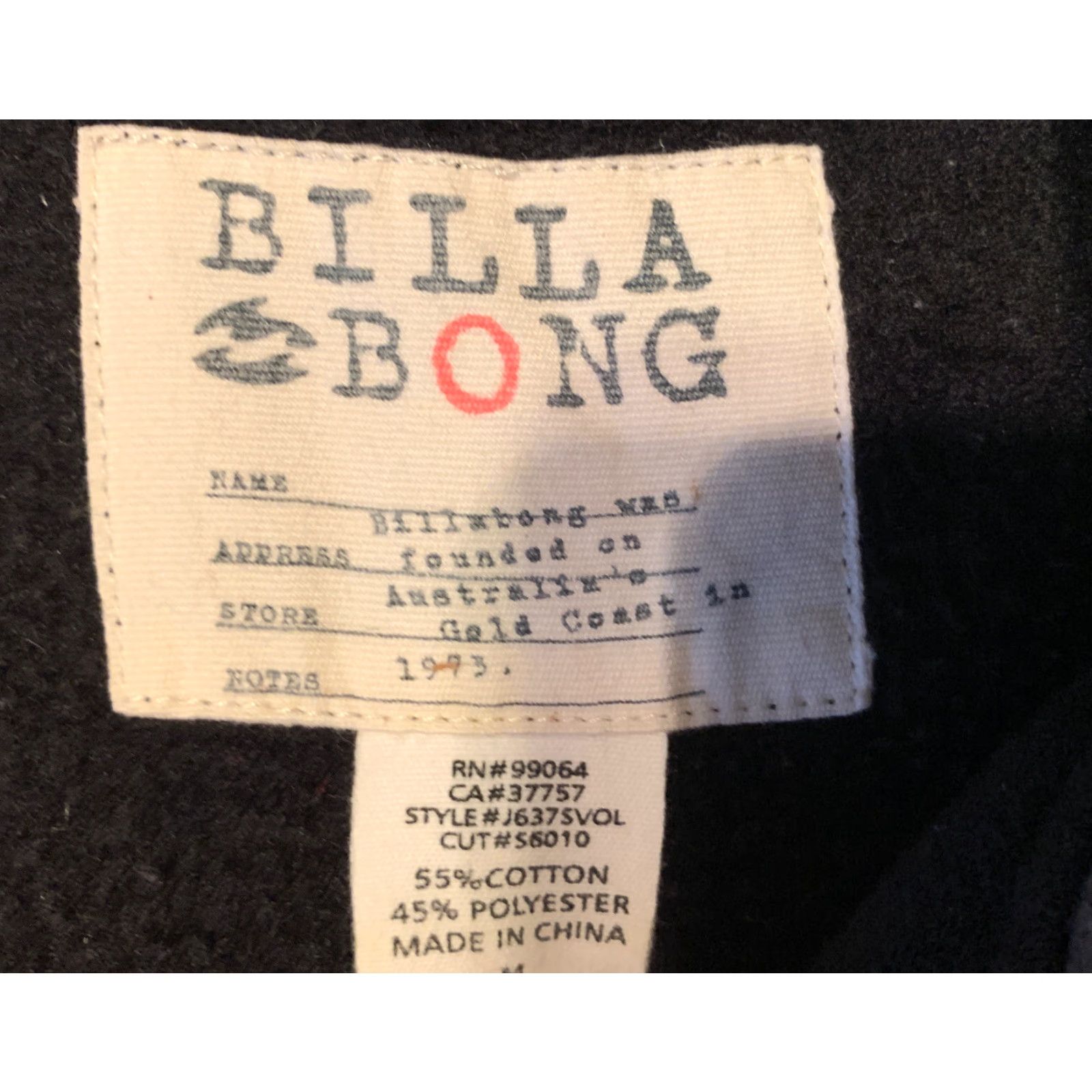 VINTAGE Billabong Varsity Jacket Adult Medium Black Gray Zip Front Activewear