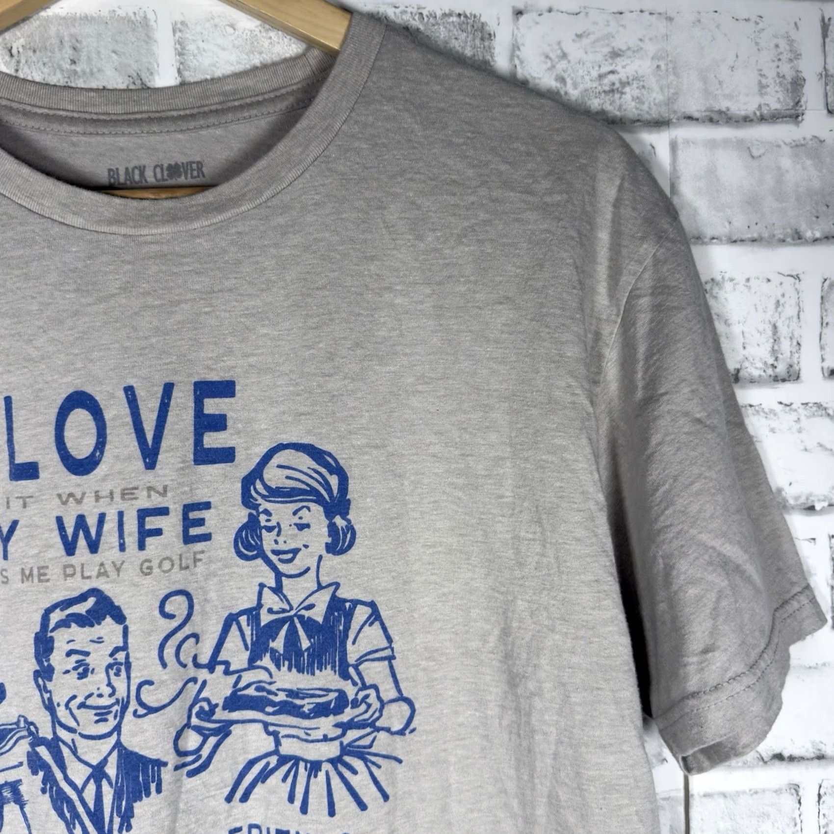 Vintage Black Clover “I LOVE MY WIFE” Golf Gray Graphic Tee Mens L Shirt Size US L / EU 52-54 / 3 - 2 Thumbnail