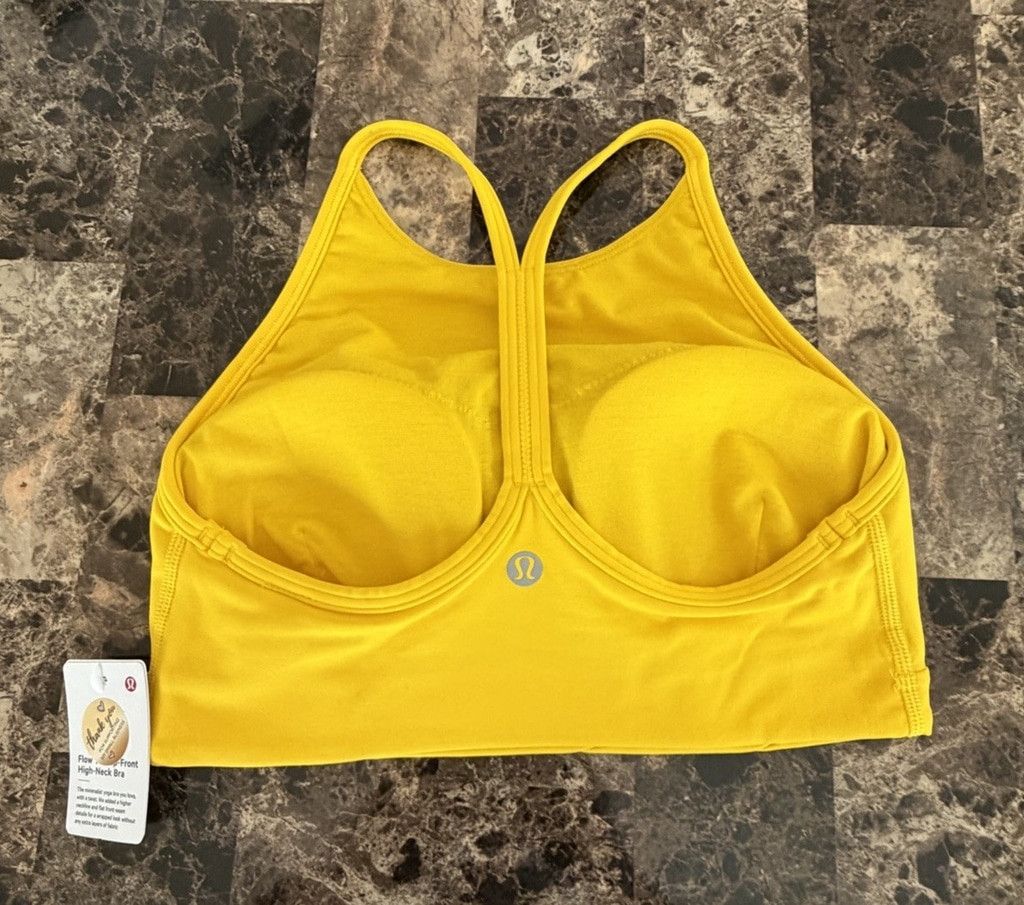 Lululemon LULULEMON FLOW Y WRAP FRONT HIGH NECK BRA MAIZE YELLOW Sz 4 Size ONE SIZE - 1 Thumbnail