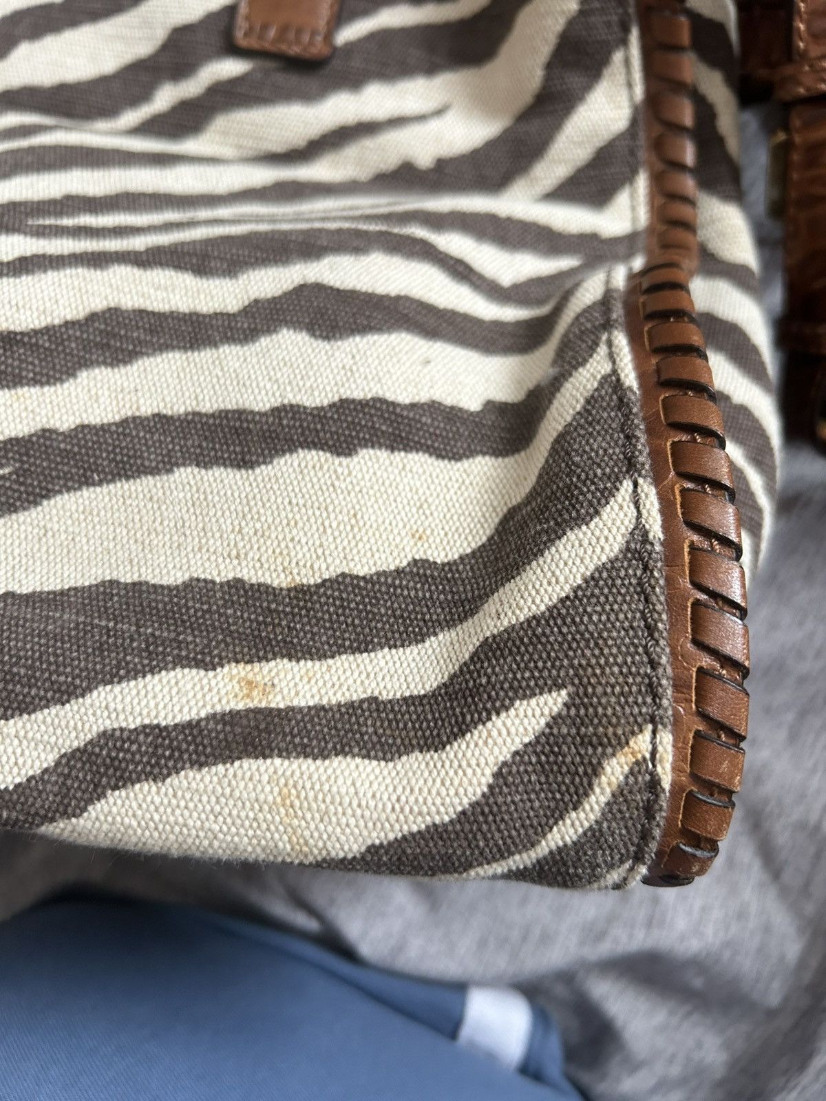 Michael Kors Michael Kors Hamilton-Zebra Canvas & Whipstitch Croc Leather Size ONE SIZE - 9 Thumbnail