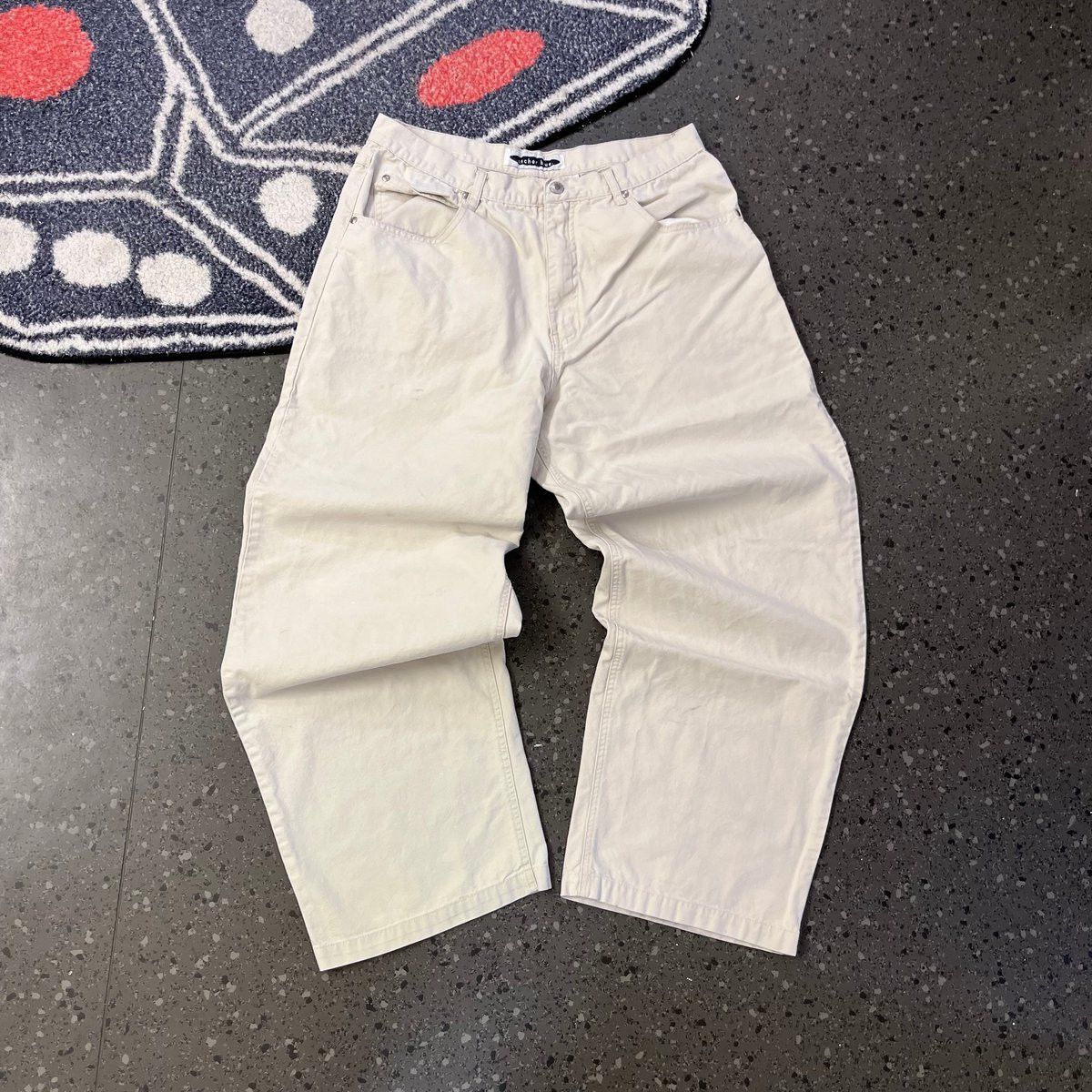Anchor Blue Anchor Blue Cream Jeans Size 35 Y2K Wide Leg Size US 35 - 1 Thumbnail