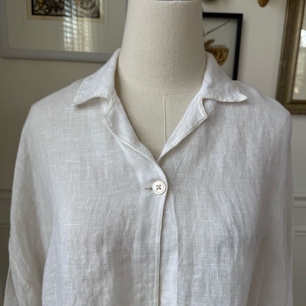 Other Talbots White 100% Linen Top Single Button 6 Petite Size M / US 6-8 / IT 42-44 - 2 Thumbnail