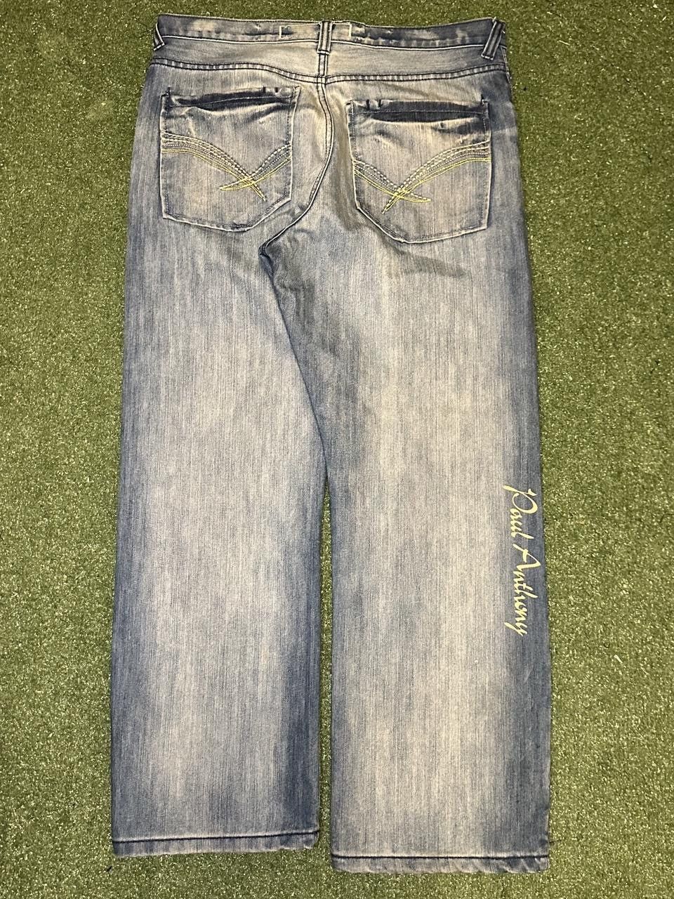 Other Y2K loose blue jeans with yellow graphic patch Size US 34 / EU 50 - 2 Thumbnail