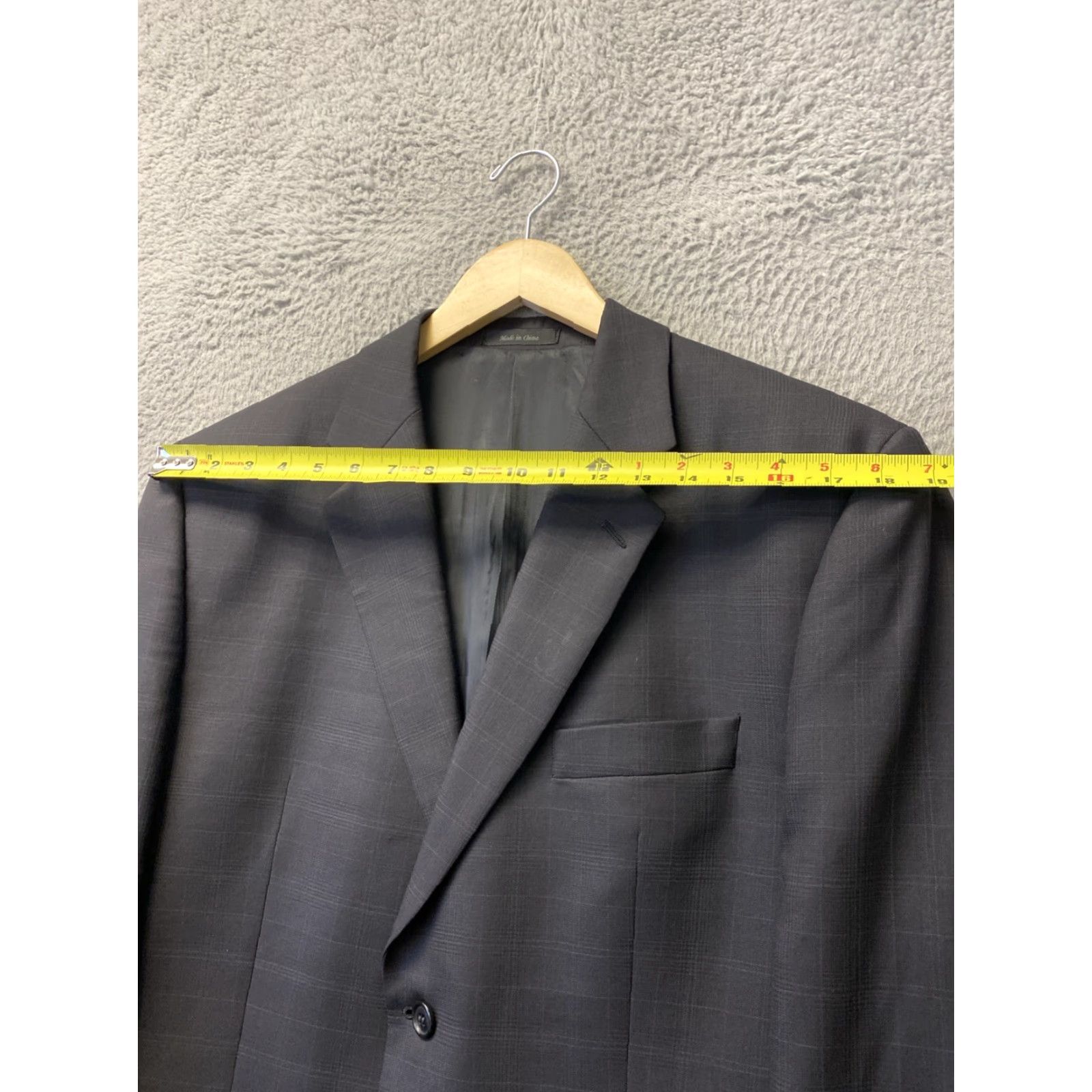 Calvin Klein Calvin Klein Men's Slim Fit Sport Coat Blazer 42 Black Plaid Wool Short Formal Business Wedding Party Size 42R - 7 Thumbnail