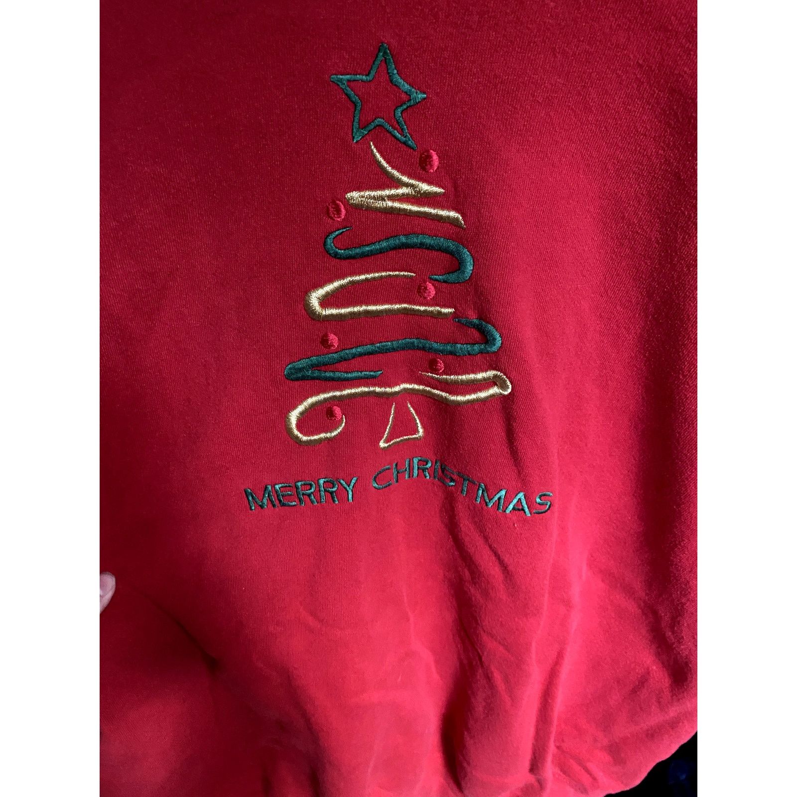 Vintage 1990's Vintage Embroidered Red Christmas Tree Sweater XL Size XL / US 12-14 / IT 48-50 - 2 Thumbnail
