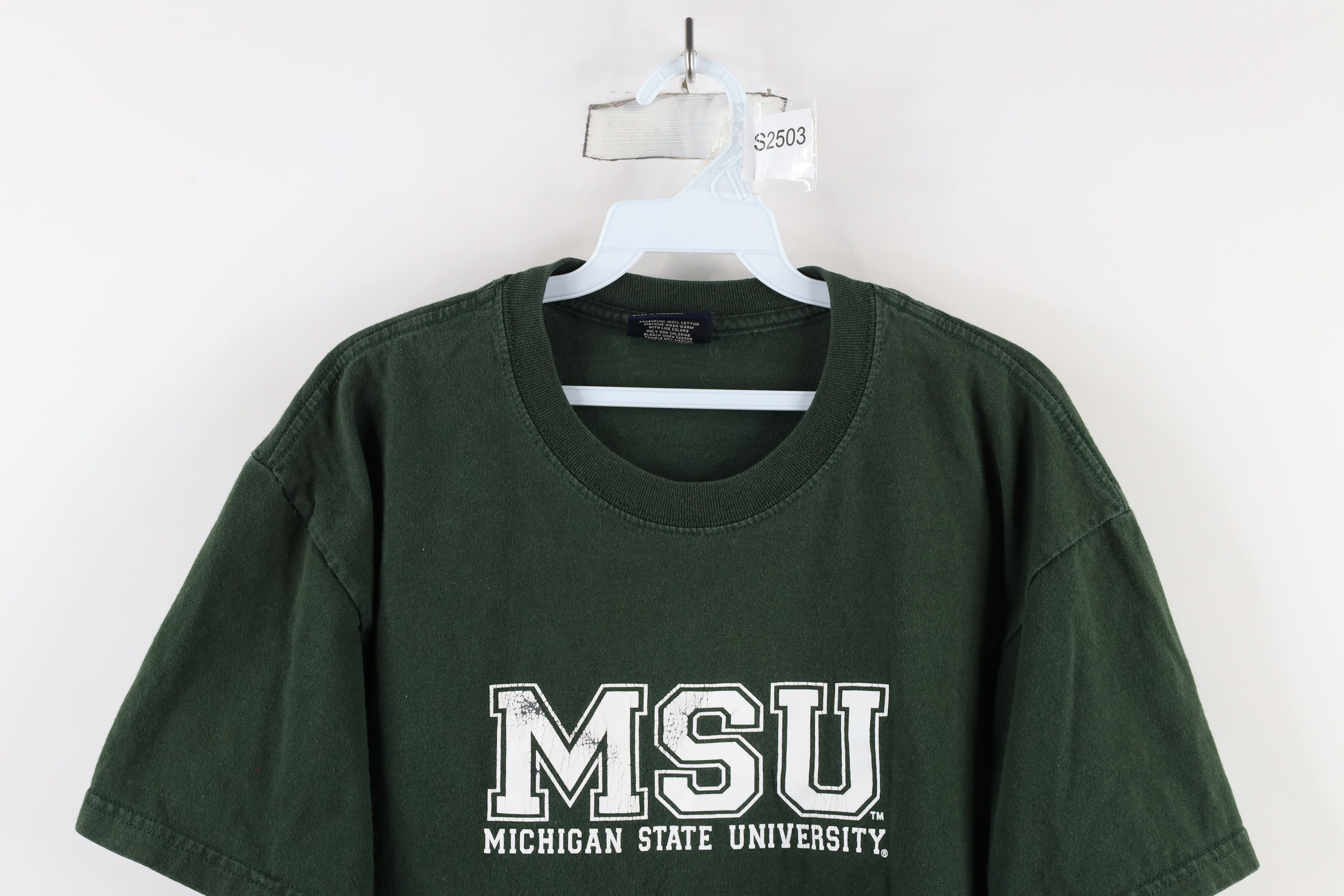 Vintage Vintage Spell Michigan State University T-Shirt Green Cotton Size US L / EU 52-54 / 3 - 2 Thumbnail