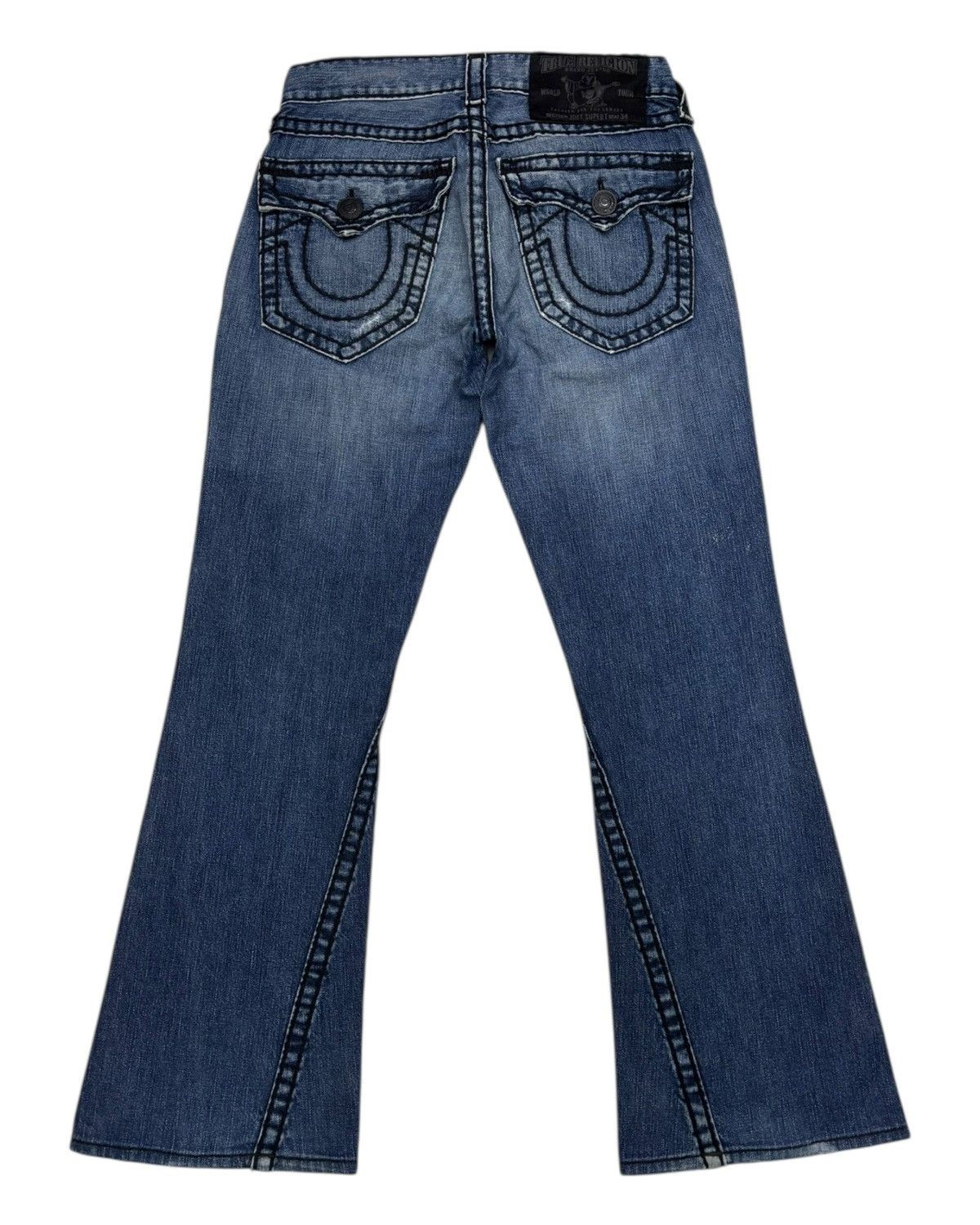 Hysteric Glamour × True Religion TRUE RELIGION Joey Super T Flared Jeans Distressed Denim Size US 30 / EU 46 - 8 Thumbnail