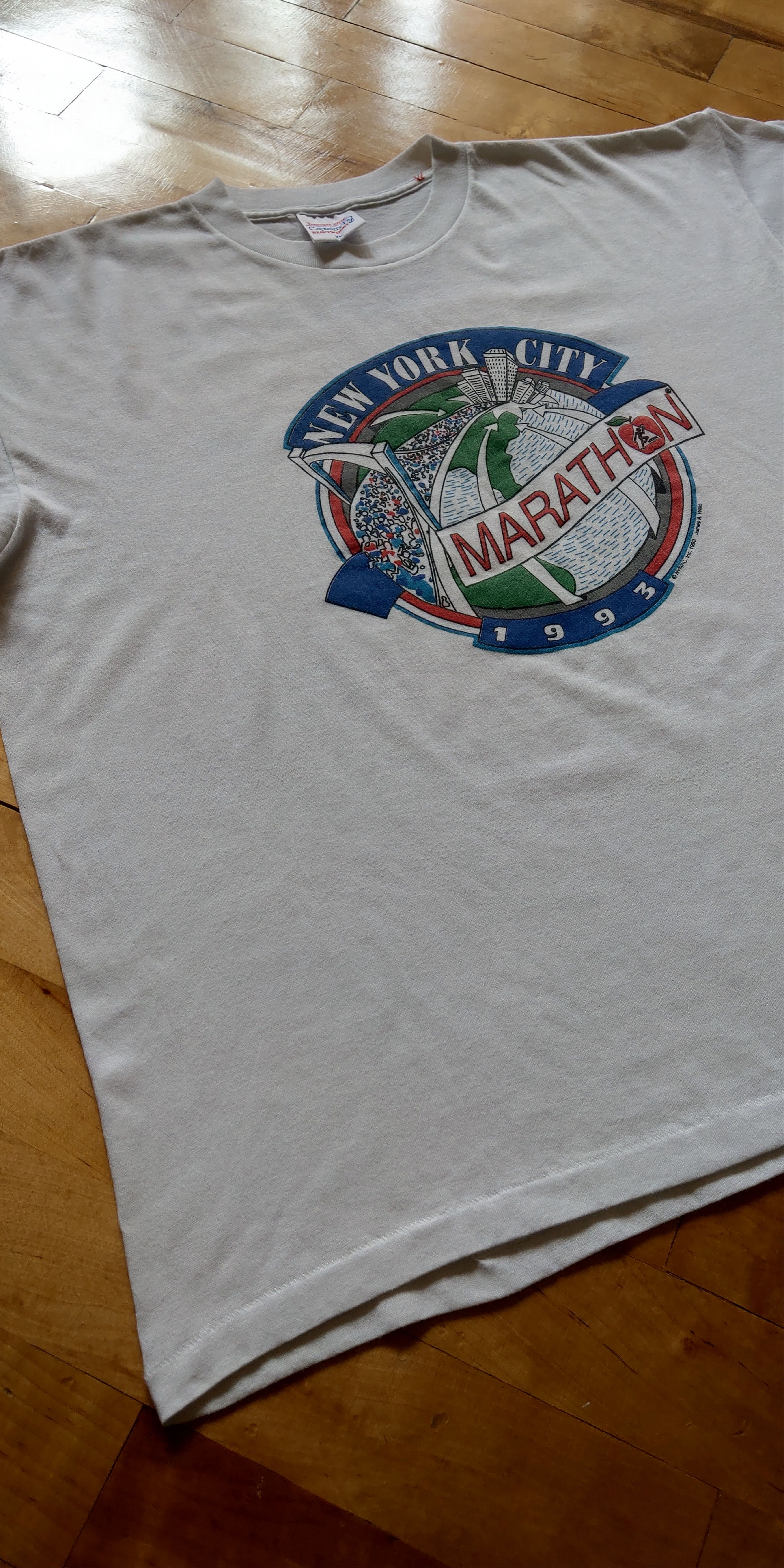 Vintage 1993 New York Marathon Shirt Vintage Rare Sport 90s NYC Run Size US XL / EU 56 / 4 - 7 Thumbnail