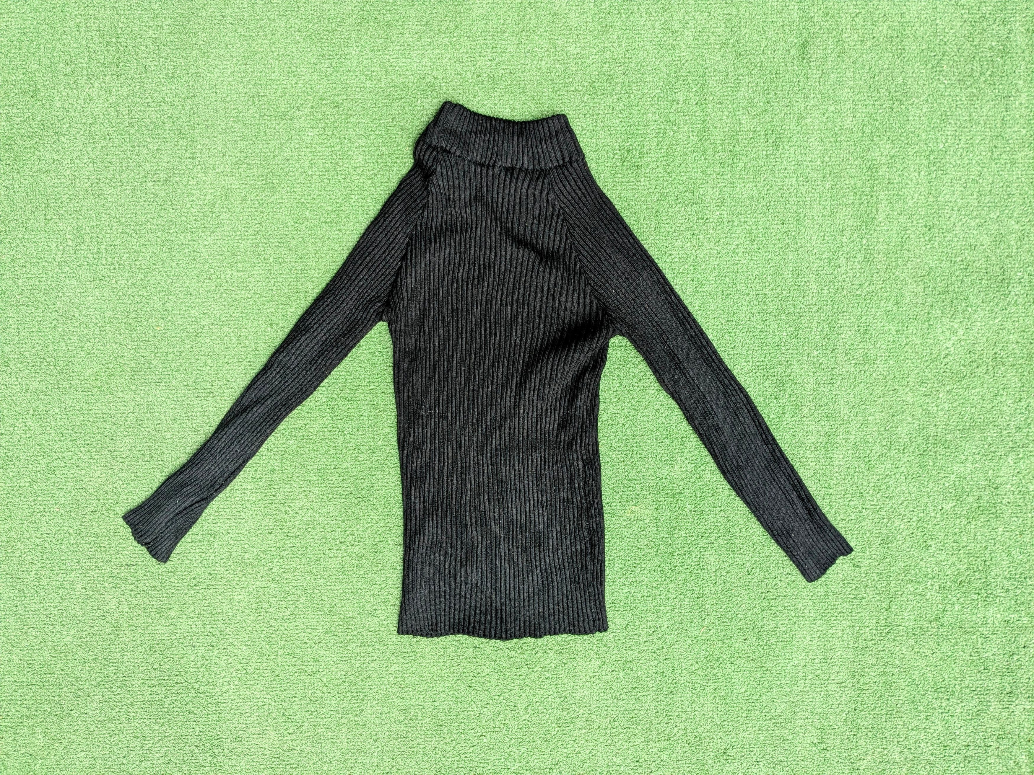 Japanese Brand VTG Petite Ladies Kosugi Ribbed Knit Turtleneck Fitted Top Size L / US 10 / IT 46 - 6 Thumbnail