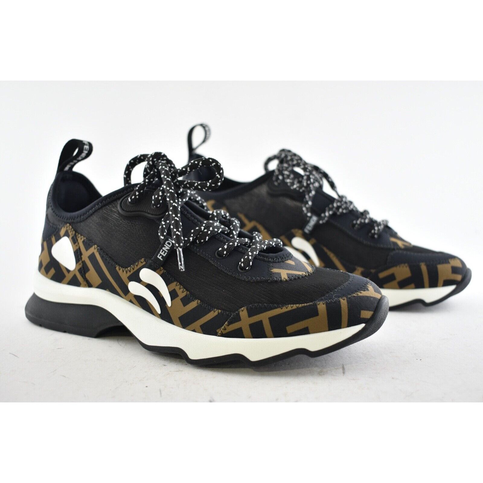 Fendi Fendi Logo Black Brown White Low Top Trainer Sneaker 36.5 Size US 6.5 / IT 36.5 - 4 Thumbnail